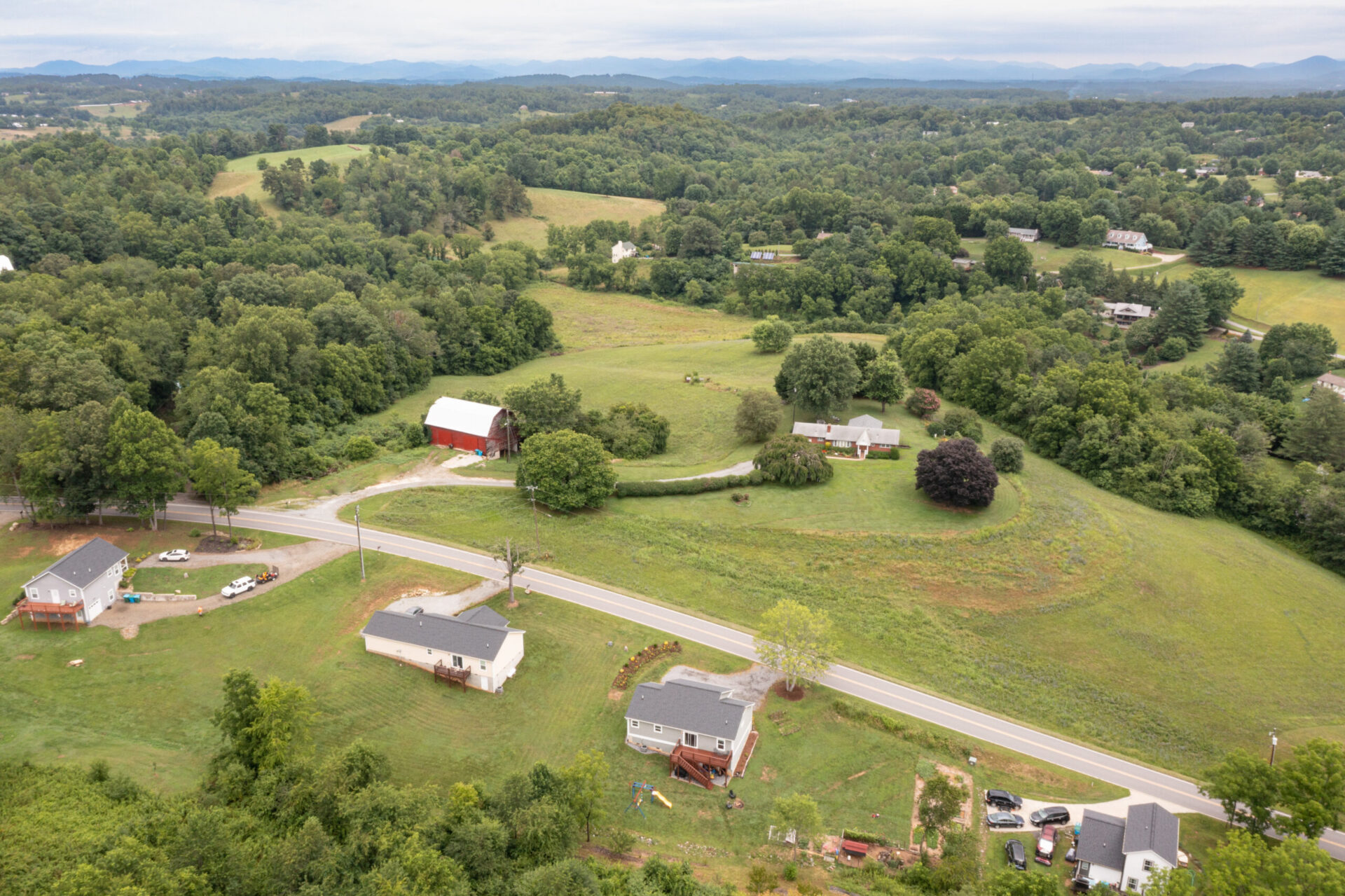 aerial view of rural community